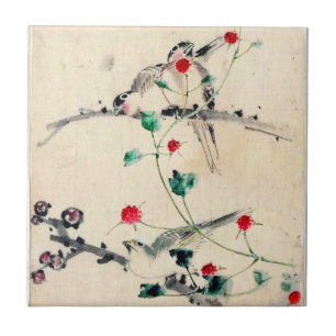 Asiatisk blomma kakelplatta