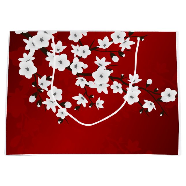 Asiatisk blomster vit körsbärsblomma röd (Framsidan)