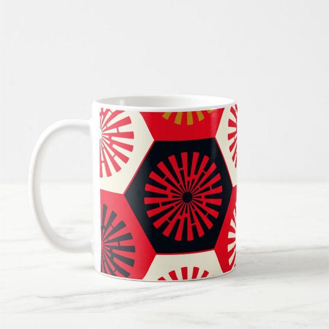 Asiatisk blomsterg hexagonal mönster kaffemugg (Vänster)