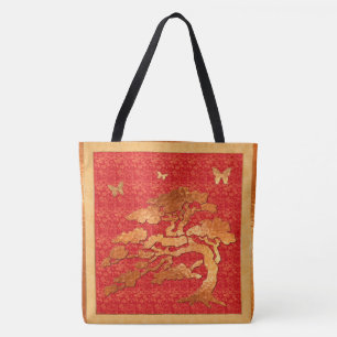 Asiatisk brocade och Träd Tygkasse