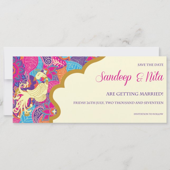 Asiatisk - Bröllop - Henna - Spara datum Spara Datumet (Framsida)