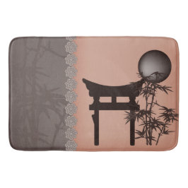 Asiatisk bruna Torii bamboo måne digital konst Badrumsmatta