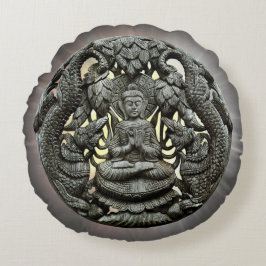 Asiatisk Buddha-staty Rund Kudde