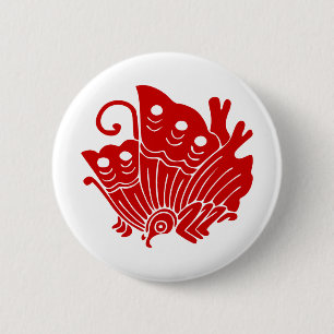 Asiatisk Butterfly Japansk Kamon Design Knapp