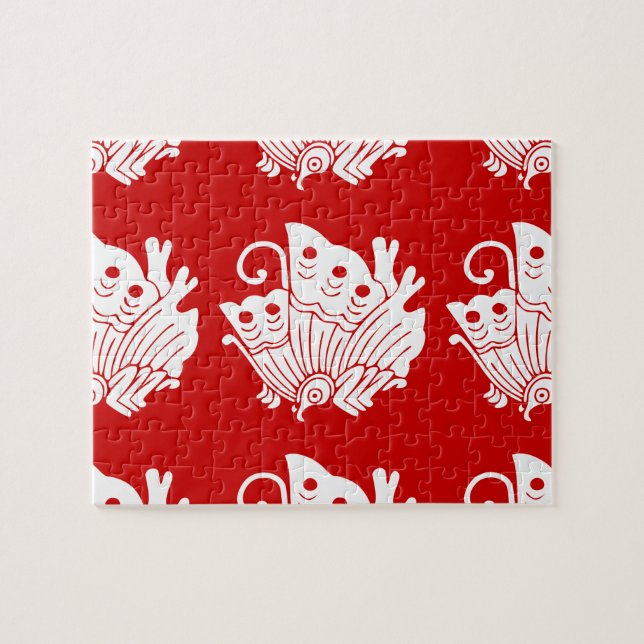 Asiatisk Butterfly Japansk Kamon Design Pussel (Horisontell)