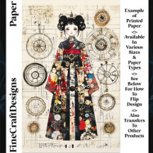 Asiatisk Clockpunk-docka i Kimono CK6 Scrapbookpap