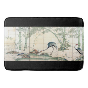 Asiatisk Crane Bird Bamboo Wildlife Animal Bathmat Badrumsmatta