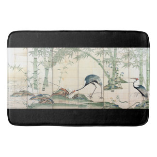 Asiatisk Crane Bird Bamboo Wildlife Animal Bathmat Badrumsmatta
