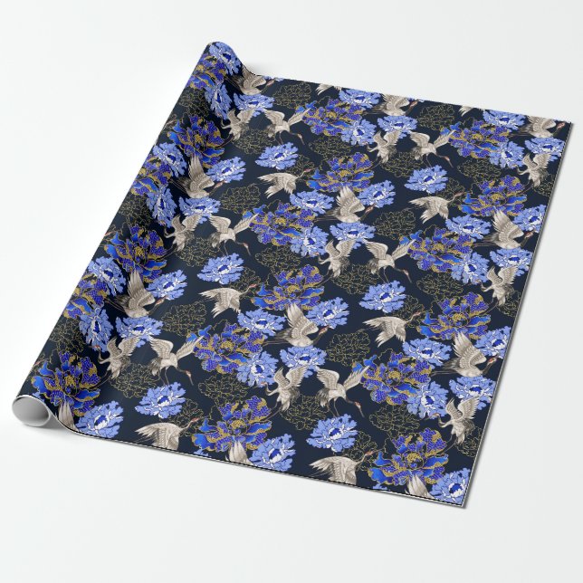 Asiatisk Crane Gift Wrapping Papprare Presentpapper (Utrullad)