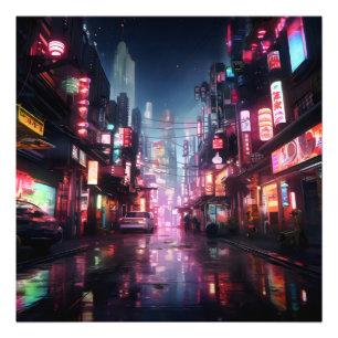 Asiatisk cyberpunk City Fototryck