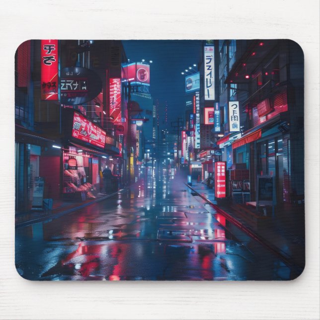 Asiatisk cyberpunk City Night Musmatta (Framsidan)
