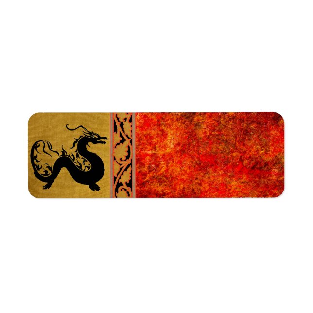 Asiatisk Dragon-adressetikett Returadress Etikett (Framsidan)