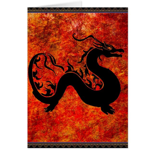 Asiatisk dragon hälsningskort (Framsidan)