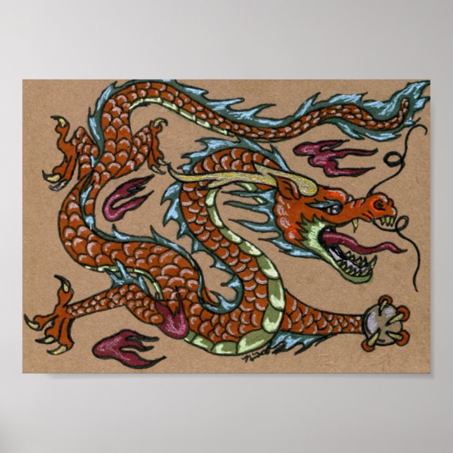 Asiatisk dragon poster (Framsidan)