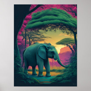 Asiatisk elefant i skog poster