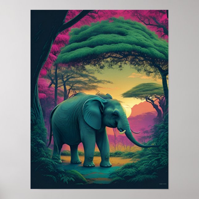 Asiatisk elefant i skog poster (Framsidan)