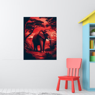 Asiatisk elefant i skogsrött poster