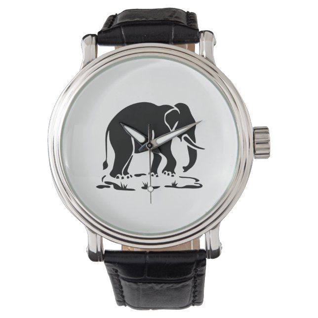 Asiatisk elefantskylt Ahead Thai Elephant Trekking Armbandsur (Framsida)