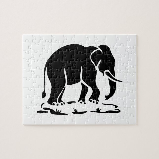 Asiatisk elefantskylt Ahead Thai Elephant Trekking Pussel (Horisontell)
