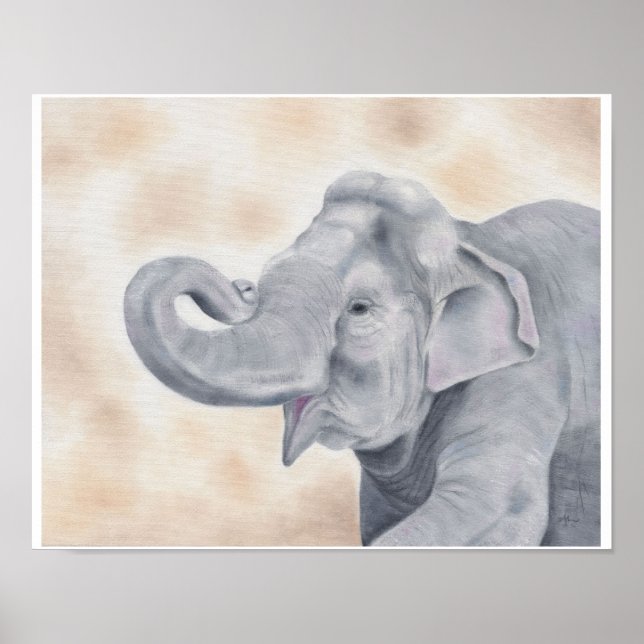 Asiatisk elefantutskrift 11" x 14" poster (Framsidan)