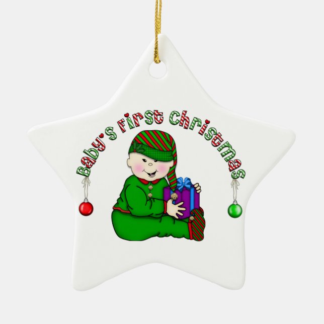 Asiatisk Elf Baby 1:a julprydnad Julgransprydnad Keramik (Framsidan)