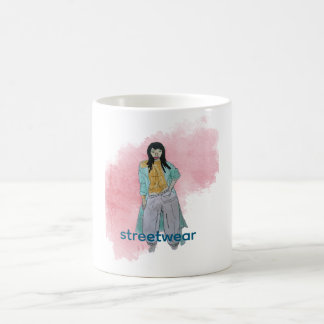 Asiatisk fashionista i streetwear kaffemugg