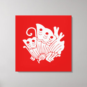 Asiatisk fjäril japansk Kamon Design Canvastryck