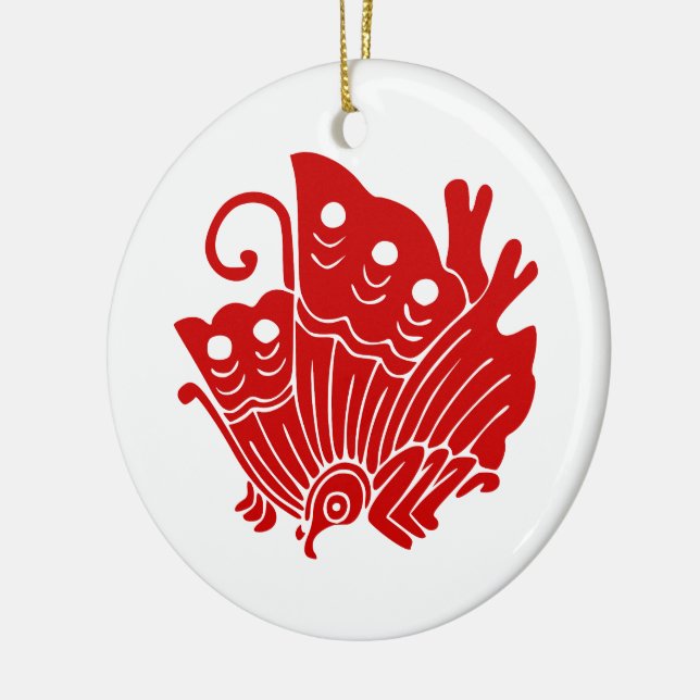 Asiatisk fjäril japansk Kamon Design Julgransprydnad Keramik (Vänster)