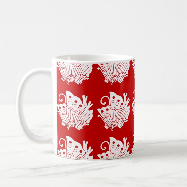 Asiatisk fjäril japansk Kamon Design Kaffemugg (Vänster)