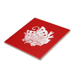 Asiatisk fjäril japansk Kamon Design Kakelplatta
