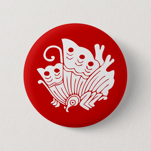 Asiatisk fjäril japansk Kamon Design Knapp (Framsida)