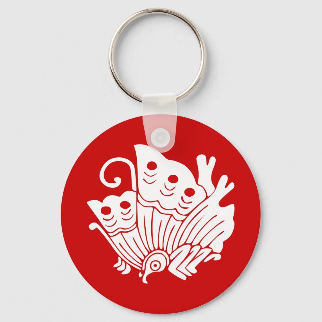 Asiatisk fjäril japansk Kamon Design Nyckelring (Framsida)