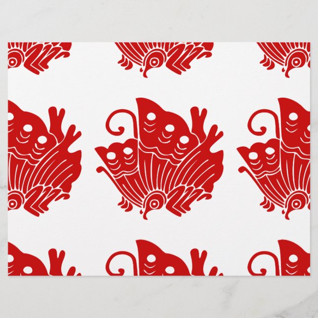 Asiatisk fjäril japansk Kamon Design Reklamblad (Framsidan)