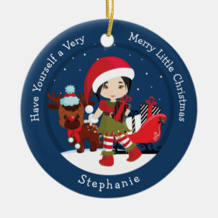 Asiatisk flicka Elf Julgransprydnad Keramik