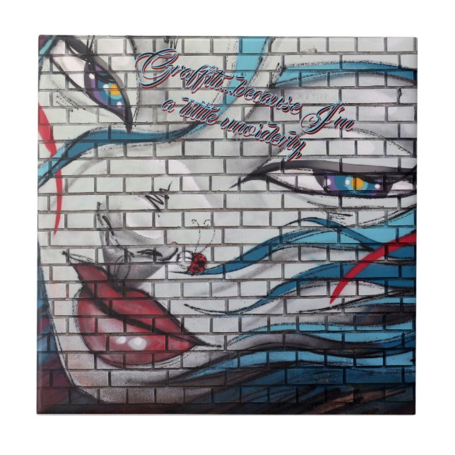 Asiatisk flicka graffiti  kakelplatta (Framsidan)
