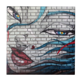 Asiatisk flicka graffiti kakelplatta
