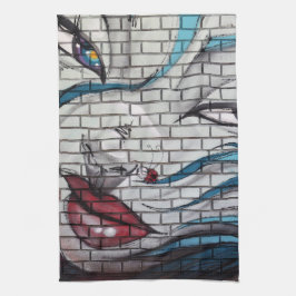 Asiatisk flicka graffiti kökshandduk