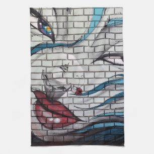 Asiatisk flicka graffiti kökshandduk