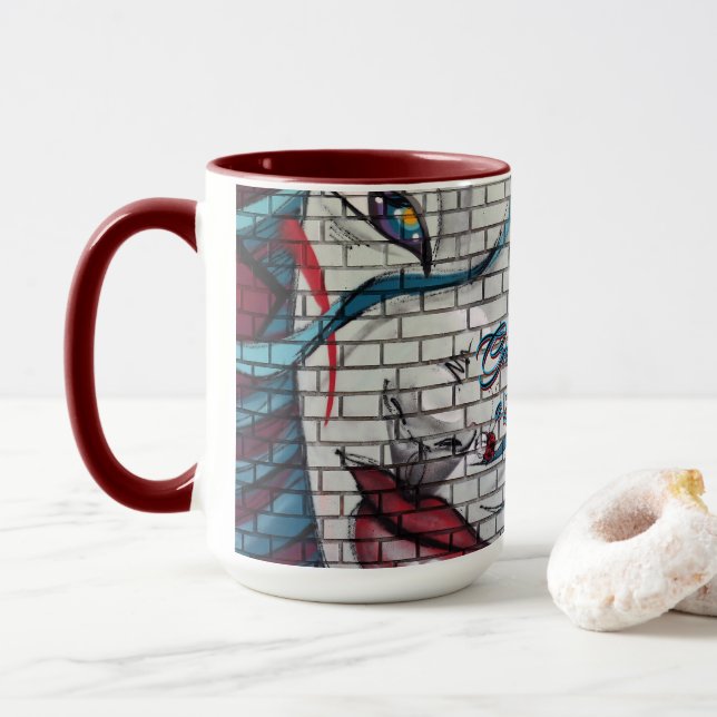 Asiatisk flicka graffiti  mugg (Med munk)