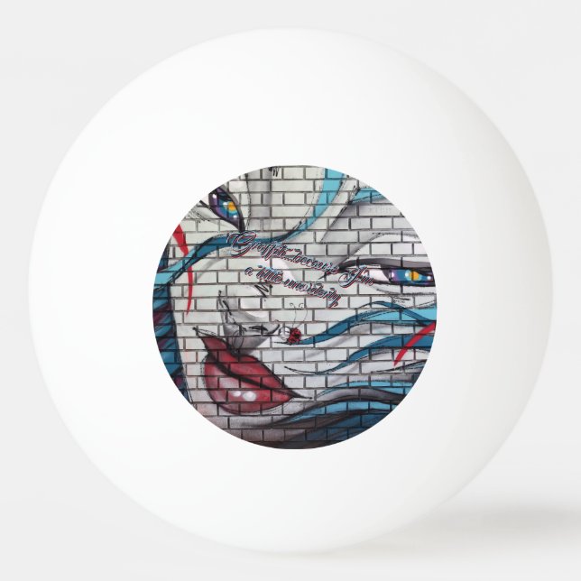 Asiatisk flicka graffiti  pingisboll (Framsidan)