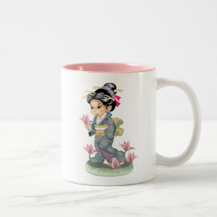 Asiatisk flickamugg Två-Tonad mugg