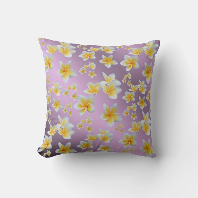 asiatisk, gult, vit, blommande, ljus, guld, blommi kudde (Framsida)