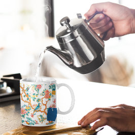 asiatisk-inspirerad Mönster, färgstarka blommor få Kaffemugg