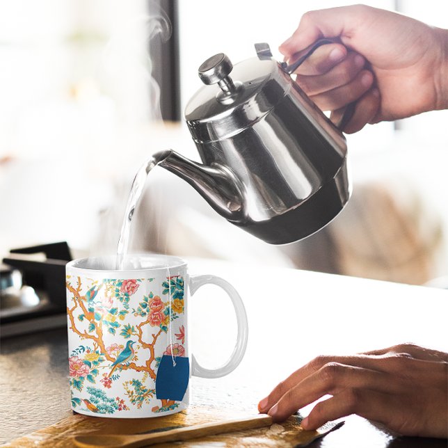 asiatisk-inspirerad Mönster, färgstarka blommor få Kaffemugg (Skapare uppladdad)