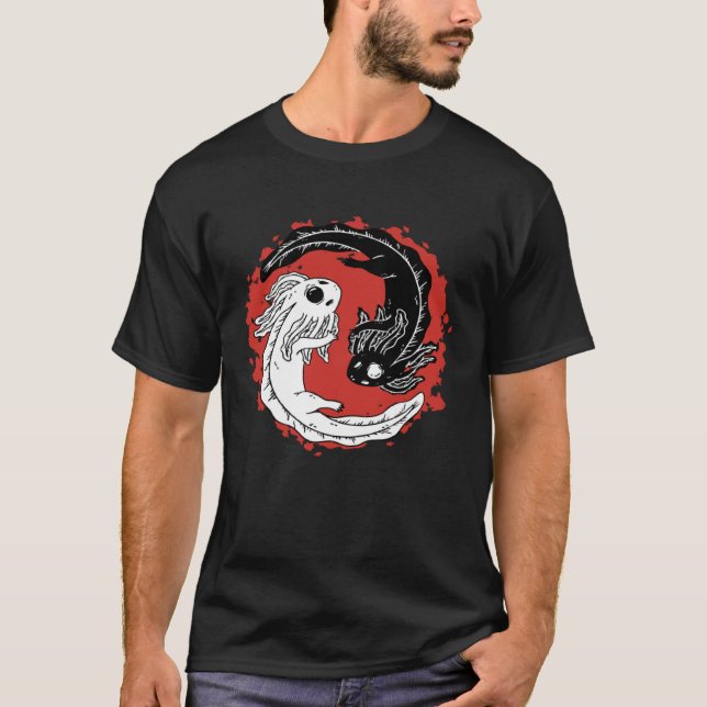 Asiatisk japansk fisk yin yang t shirt (Framsida)
