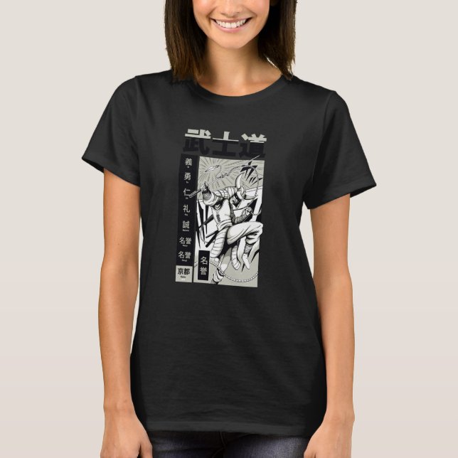 Asiatisk japansk samurajkämpe t shirt (Framsida)