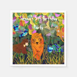 Asiatisk jungle Tiger Sol Bear Peacock Indian Roll Pappersservett