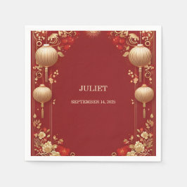 Asiatisk Kinesisk Tvåspråkig Hei Fet Bröllopsdusch Pappersservett