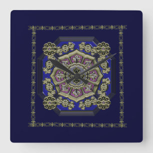 Asiatisk konst Deco Traditional Jeweleled Fyrkantig Klocka