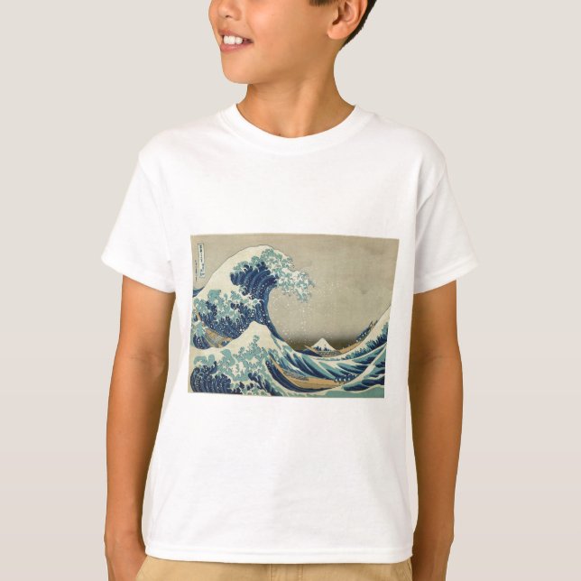 Asiatisk konst - underbaren vinkar av Kanagawa T-shirt (Framsida)